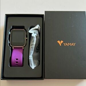 Purple Smartwatch with Square Face and Active Display